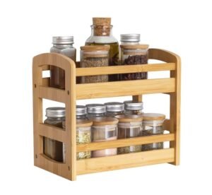 Two Tiered Wooden Shelf Organizer Kitchen Spice Shelf